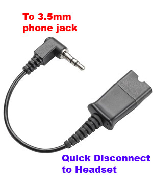 Plantronics Cable Adapter Converter QD to 3.5mm Phone Jack (40845-01)