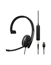 EPOS|Sennheiser ADAPT 135 USB II Mono Wired Headset with 3.5mm Jack and USB-A Connectivity (1000914)