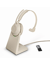 Jabra Evolve2 65, Link380a USB-A MS Mono Headset with Desk Stand, Beige (26599-899-988)