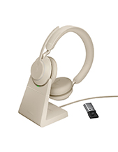 Jabra Evolve2 65, Link380a USB-A UC Stereo Headset with Desk Stand, Beige (26599-989-988)