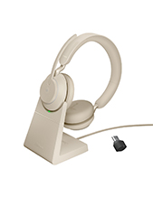 Jabra Evolve2 65, Link380c USB-C MS Stereo Headset with Desk Stand, Beige (26599-999-888)