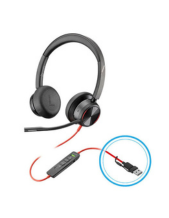 Poly Blackwire 8225 Microsoft Teams USB-C Stereo Corded Headset with ANC & USB-A Adapter (8X225AA)