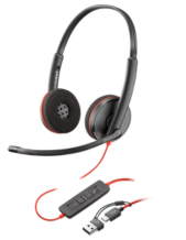 Poly Blackwire 3220 UC Stereo USB-C Corded Headset with USB-A Adaptor (8X228AA)