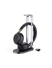 Yealink BH76 MS USB-A Bluetooth Wireless Stereo Headset with Charging Stand and BT51 USB-A Dongle (BH76-CHARGE-UC-BLACK-USB-A)
