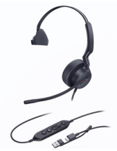 Yealink UH44-M-MS-C/A Microsoft Teams Mono USB-C Wired Headset with USB-A Adapter (UH44-M-MS-C/A)